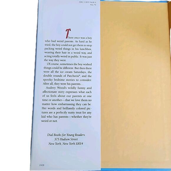 Signed Copy "Weird Parents" by Audrey Wood Hardcover Dust Jacket 1990 - Picture 3 of 8